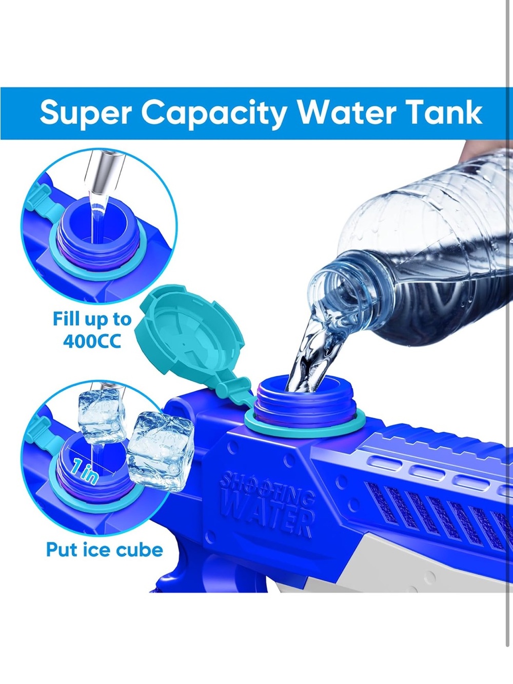 Water Guns for Kids Adults 4 Pack 400CC Long Range Squirt Toys - Picture 4 of 10